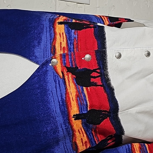 VTG Wrangler Blouse Top Shirt Button Down Longsleeve Horse Sunset Western L - Picture 6 of 16